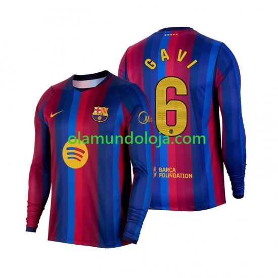 Camisola FC Barcelona Gavi 6 Homem Equipamento Primeiro 2026-2027 Manga Comprida